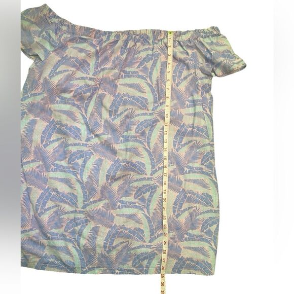 Vineyard Vines Hibiscus Print Island Palm Cotton Off The Shoulder Mini Dress - Picture 3 of 7